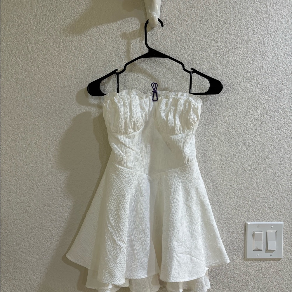 NWT White Strapless Textured Mini Dress • Bridal/Graduation • Fit & Flare •